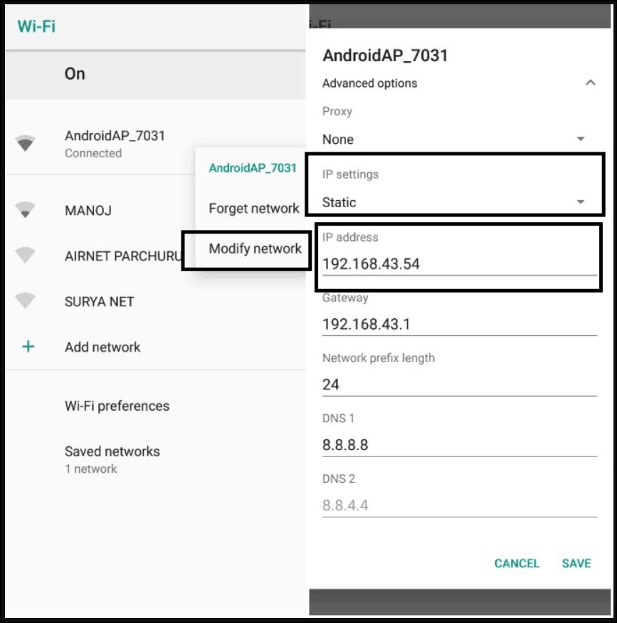 How to change IP on Android
